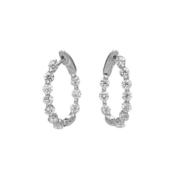 18K White Gold Diamond Inside Outside Hoop Earrings Confer’s Jewelers Bellefonte, PA
