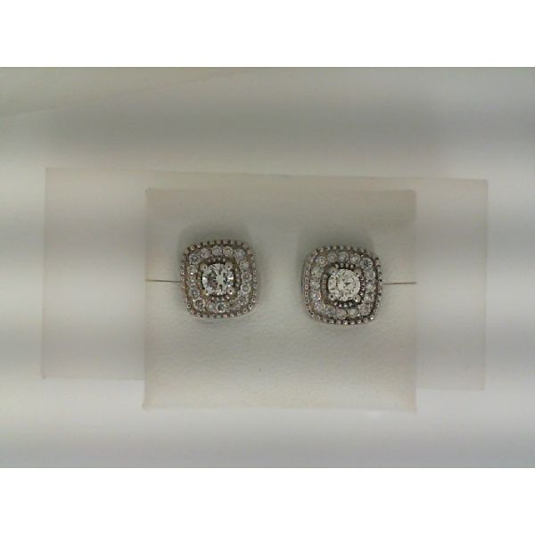 Diamond Halo Stud Earrings .19ctw 14K White Gold Confer’s Jewelers Bellefonte, PA