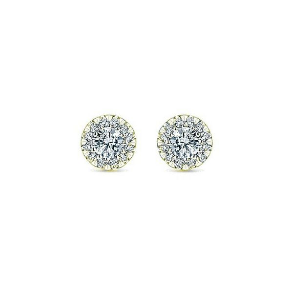 Gabriel NY Diamond Halo Stud Earrings .26ctw 14K Yellow Gold Confer’s Jewelers Bellefonte, PA
