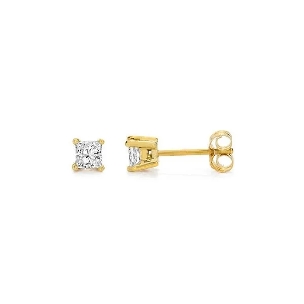 14k Yellow Gold Princess Cut Diamond Stud Earrings 0.10ctw Confer’s Jewelers Bellefonte, PA