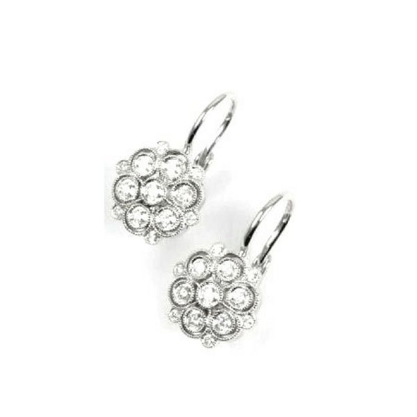 Vintage Flower Diamond Earrings 18K White Gold Confer’s Jewelers Bellefonte, PA