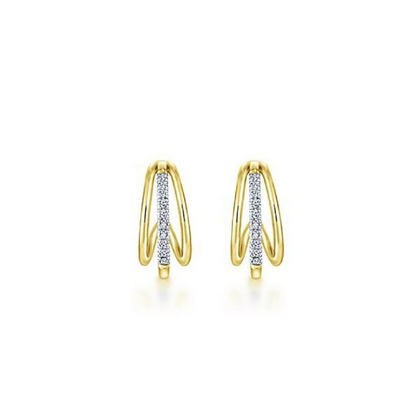 .11 CTW Diamond Hoop Earrings 14K White & Yellow Gold Confer’s Jewelers Bellefonte, PA