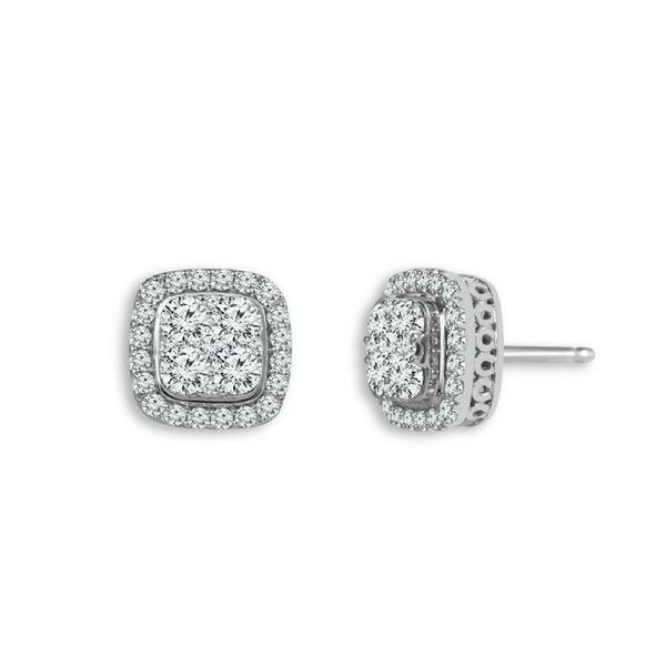 .50 CTW Diamond Cluster Halo Earrings 10K White Gold Confer’s Jewelers Bellefonte, PA