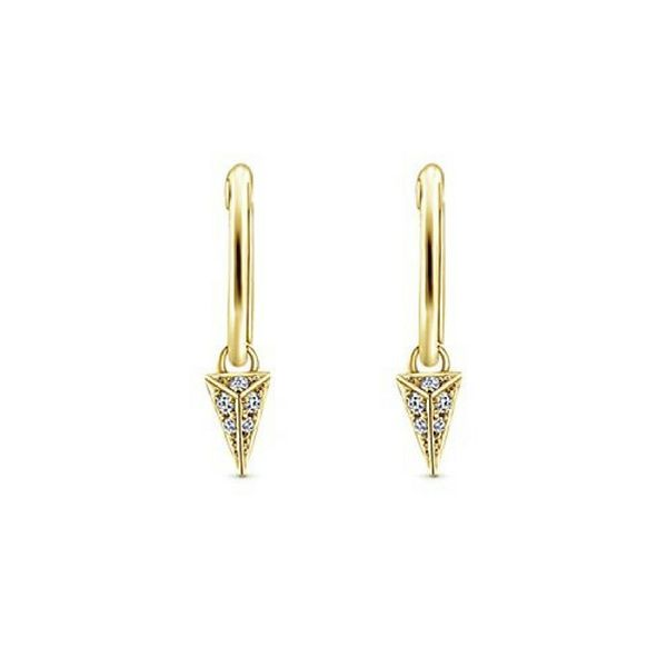 .07CTW Diamond Arrow Head Dangle Earrings 14K Yellow Gold Confer’s Jewelers Bellefonte, PA