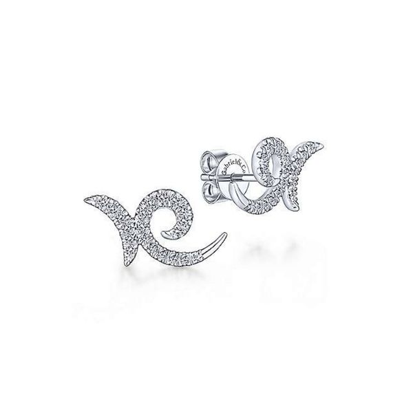 14K White Gold Diamond Swirl Stud Earrings Confer’s Jewelers Bellefonte, PA