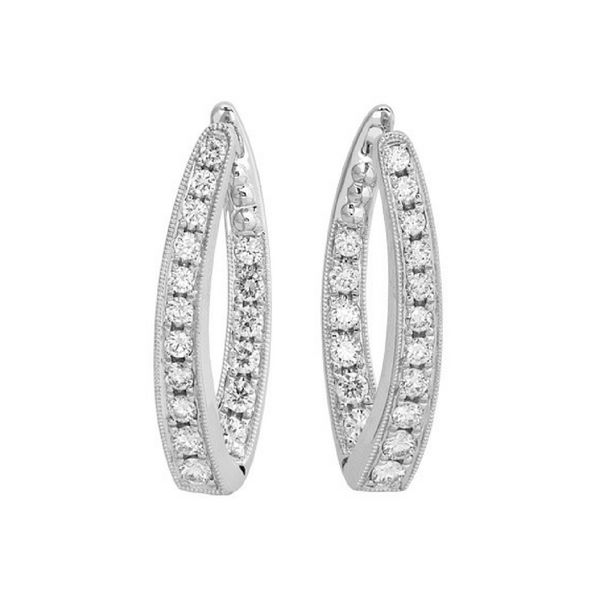 18K White Gold Elongated Inside/Outside Hoop Earrings Confer’s Jewelers Bellefonte, PA