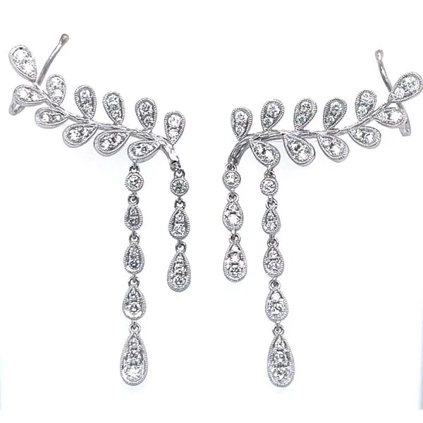 18K White Gold Diamond Ear Climber Drop Earrings Confer’s Jewelers Bellefonte, PA