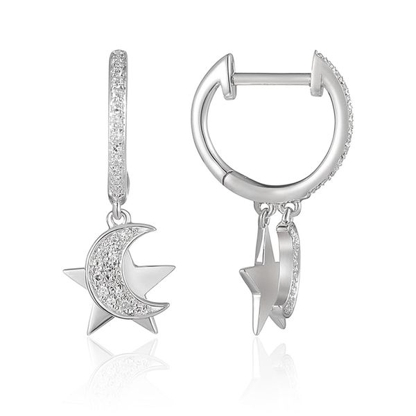 Moon and Star Huggie Hoop Diamond Earrings Confer’s Jewelers Bellefonte, PA