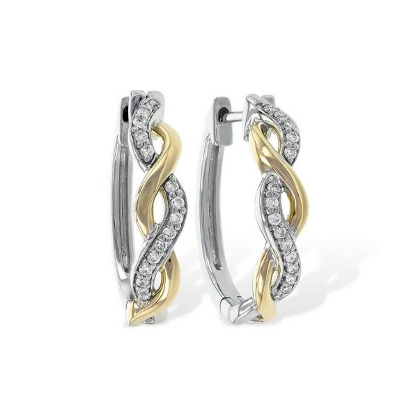 14K Yellow & White Gold Twisted Diamond Hoops Confer’s Jewelers Bellefonte, PA