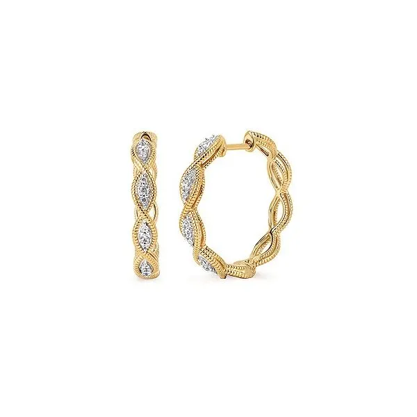 14k Yellow Gold Diamond Huggie Style Hoops Confer’s Jewelers Bellefonte, PA