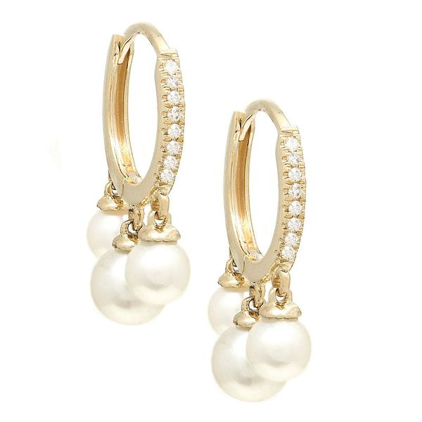 14K Yellow Gold Diamond And Pearl Dangle Earrings Confer’s Jewelers Bellefonte, PA