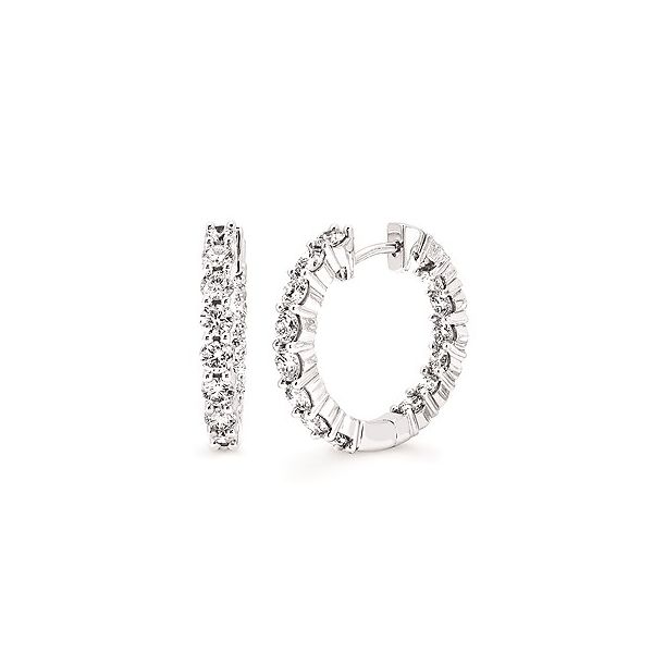 14k White Gold 2.00 Carat Inside/Outside Lab Grown Diamond Hoop Earrings Confer’s Jewelers Bellefonte, PA