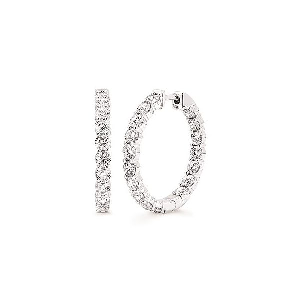 14k White Gold 4 Carat Inside/Outside Lab Grown Diamond Hoop Earrings Confer’s Jewelers Bellefonte, PA