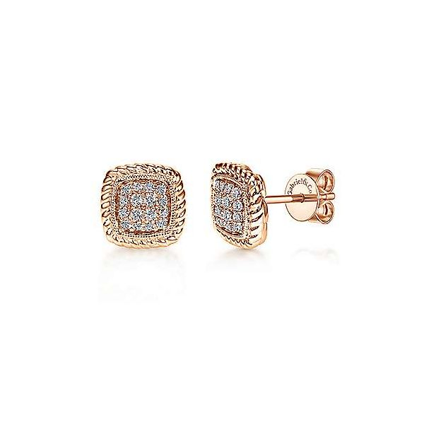 14K Rose Gold Twisted Cluster Diamond Stud Earrings Confer’s Jewelers Bellefonte, PA