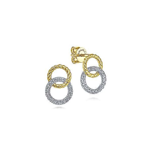 14K Yellow-White Gold Open Circle Twisted Rope and Diamond Stud Earrings Confer’s Jewelers Bellefonte, PA