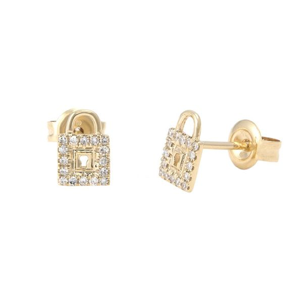 14K Yellow Gold Diamond Lock Stud Earrings Confer’s Jewelers Bellefonte, PA