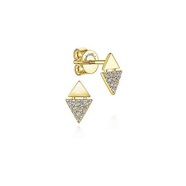 14K Yellow Gold Stacked Triangle Diamond Stud Earrings Confer’s Jewelers Bellefonte, PA