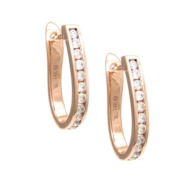 14K Rose Gold Diamond Hoop Earrings Confer’s Jewelers Bellefonte, PA