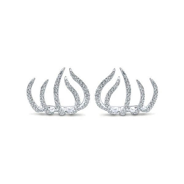 14K White Gold Diamond Tendril Stud Earrings Confer’s Jewelers Bellefonte, PA