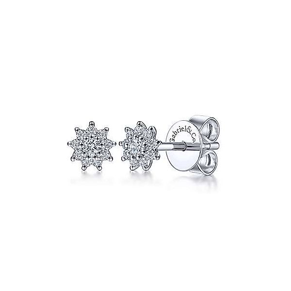 14K White Gold Pave Diamond Flower Stud Earrings Confer’s Jewelers Bellefonte, PA