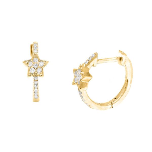 14K Yellow Gold Diamond Star Huggie Hoops Confer’s Jewelers Bellefonte, PA
