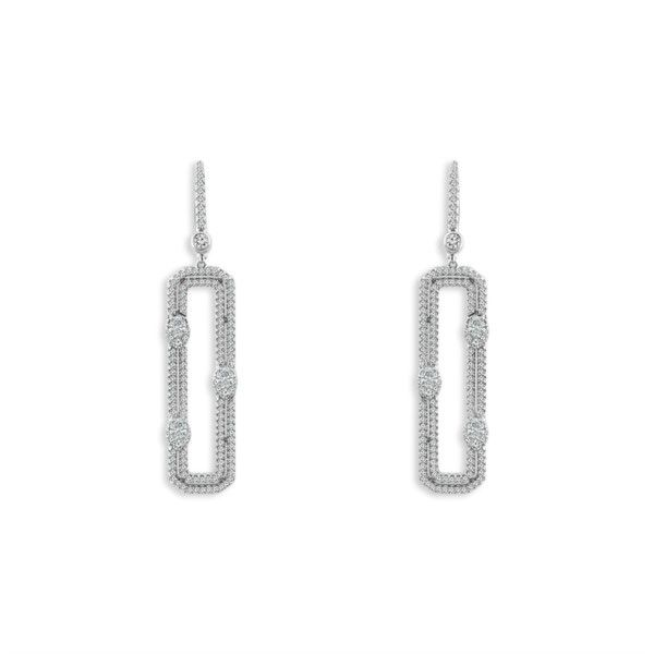 14K White Gold Diamond Dangle Earrings Confer’s Jewelers Bellefonte, PA