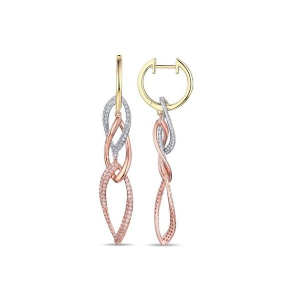 14K Tri-Gold Dangle Diamond Earrings Confer’s Jewelers Bellefonte, PA