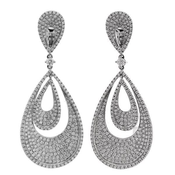 18K White Gold Flowing Diamond Drop Dangle Earrings Confer’s Jewelers Bellefonte, PA