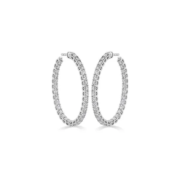 HOF 18K White Gold Hearts on Fire Signature Diamond Oval Hoops Confer’s Jewelers Bellefonte, PA