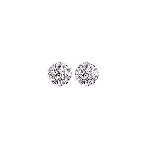 14K White Gold Diamond Cluster Studs Confer’s Jewelers Bellefonte, PA
