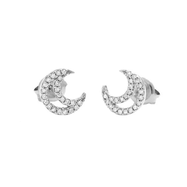 14K White Gold Diamond Moon Stud Earrings Confer’s Jewelers Bellefonte, PA