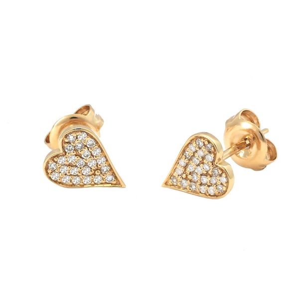 14K Yellow Gold Petite Diamond Heart Stud Earrings Confer’s Jewelers Bellefonte, PA