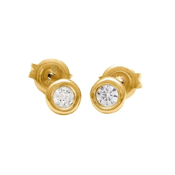 14K Yellow Gold Round Bezel Set Diamond Earrings Confer’s Jewelers Bellefonte, PA