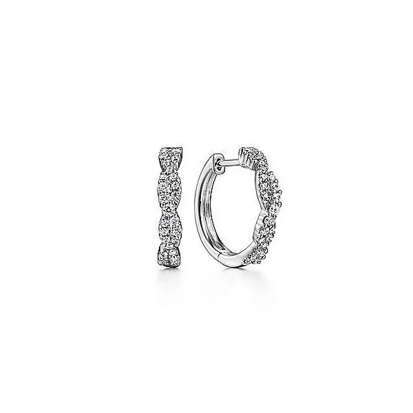 14K White Gold Diamond Twisted Huggies Confer’s Jewelers Bellefonte, PA