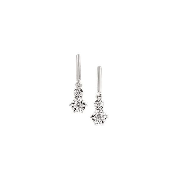 14 Karat White Gold Invisibly Set Graduated Diamond Dangle Earrings Confer’s Jewelers Bellefonte, PA