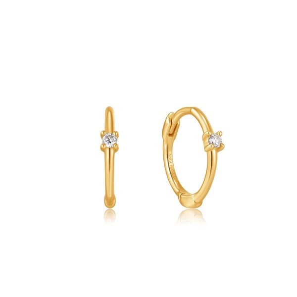 14kt Yellow Gold Single Natural Diamond Huggie Hoop Earrings Confer’s Jewelers Bellefonte, PA