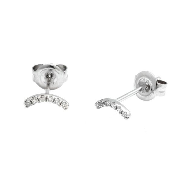 14K White Gold Petite Curved Diamond Stud Earrings Confer’s Jewelers Bellefonte, PA