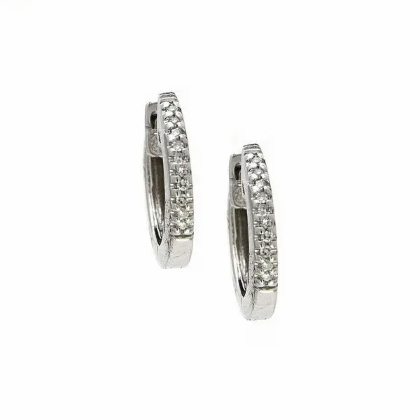 14K White Gold Small Diamond Hoop Earrings Confer’s Jewelers Bellefonte, PA