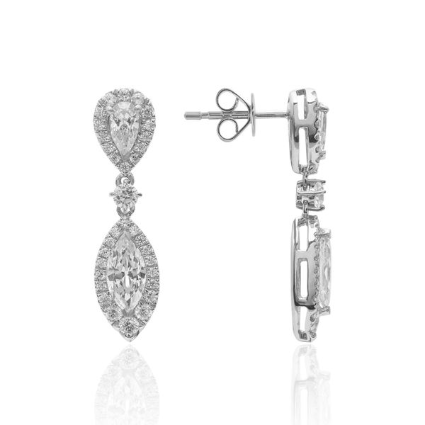 18K White Gold Diamond Earrings With Pear And Marquise Diamonds Confer’s Jewelers Bellefonte, PA
