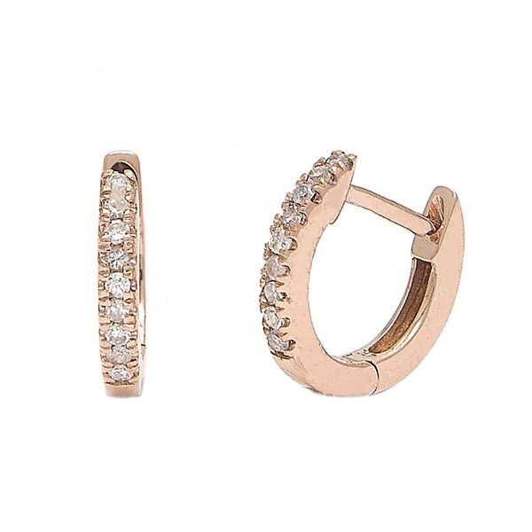 14K Rose Gold Mini Diamond Huggie Hoops Confer’s Jewelers Bellefonte, PA