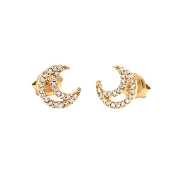 14K Yellow Gold Diamond Moon Stud Earrings Confer’s Jewelers Bellefonte, PA