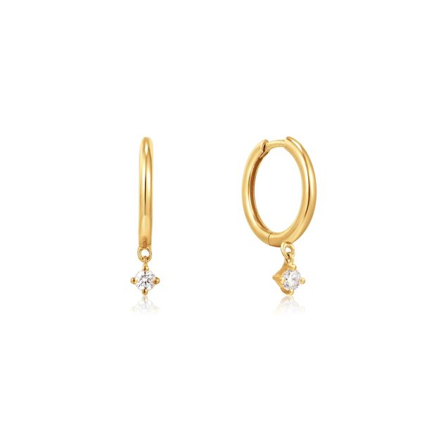 14kt Yellow Gold Natural Diamond Drop Huggie Hoop Earrings Confer’s Jewelers Bellefonte, PA