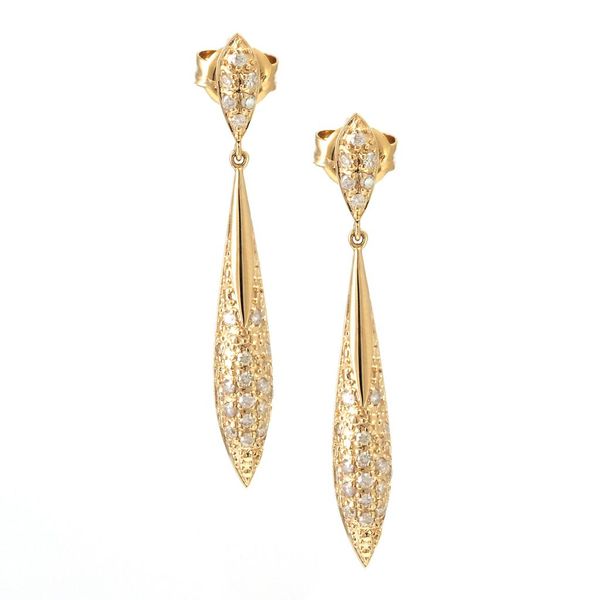 14K Yellow Gold Pave Set Diamond Drop Earrings Confer’s Jewelers Bellefonte, PA