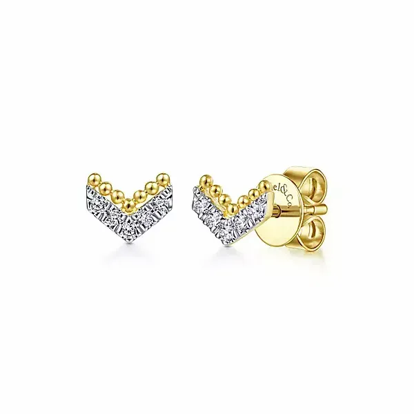 14K Yellow Gold Diamond Chevron Earrings Confer’s Jewelers Bellefonte, PA