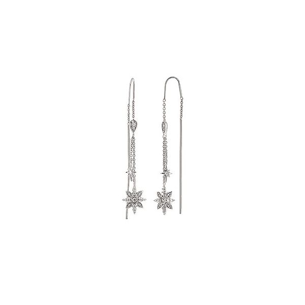 14K White Gold 1/4 Ctw. Radiant Universe® Diamond Dangle Threader Earrings Confer’s Jewelers Bellefonte, PA