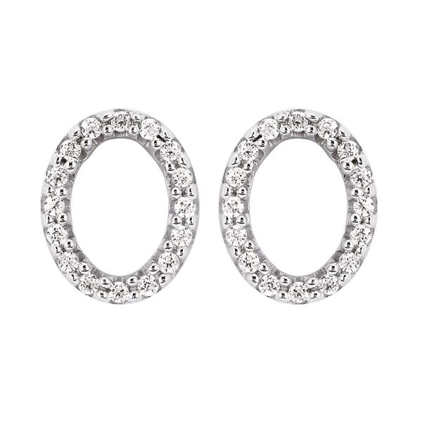 14K White Gold Diamond Circle Stud Earrings Confer's Jewelers Bellefonte, PA