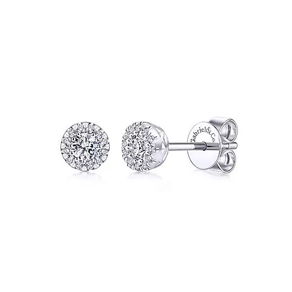 14K White Gold Diamond Halo Stud Earrings Confer’s Jewelers Bellefonte, PA