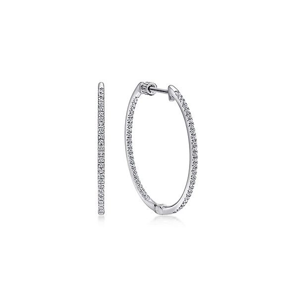 14K White Gold Micro Pavé 30mm Round Inside Out Diamond Hoop Earrings Confer’s Jewelers Bellefonte, PA