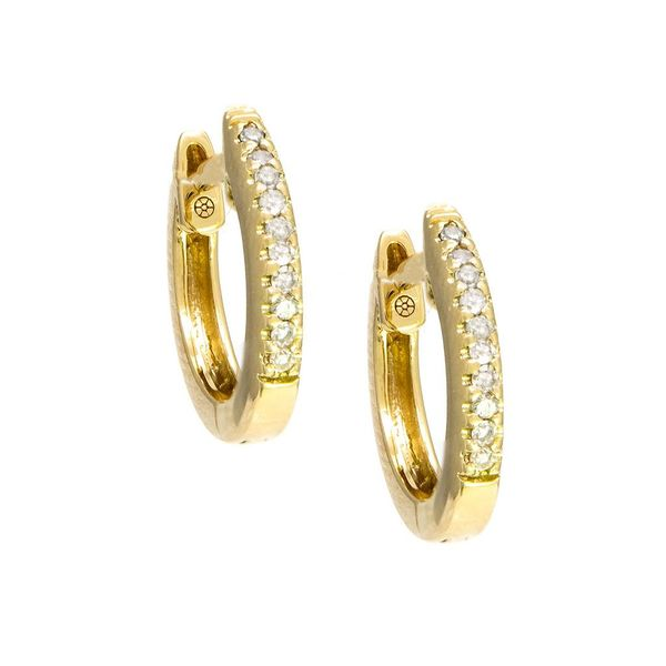 14 Karat Yellow Gold Small Diamond Huggie Hoops Confer’s Jewelers Bellefonte, PA