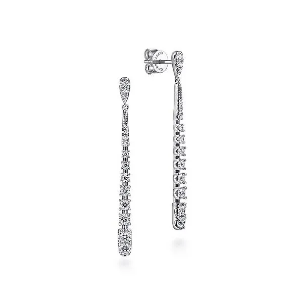 14K White Gold Graduating Diamond Linear Drop Earrings Confer’s Jewelers Bellefonte, PA